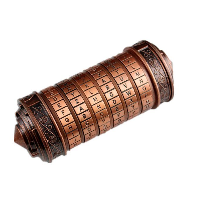 Da Vinci Code, Lock Cylinder, Puzzle, Gift, Valentine's Day Gift, Christmas Gift, Birthday Gift, Australian Puzzle, Brain Teaser, Code Breaking - Gold - Size L