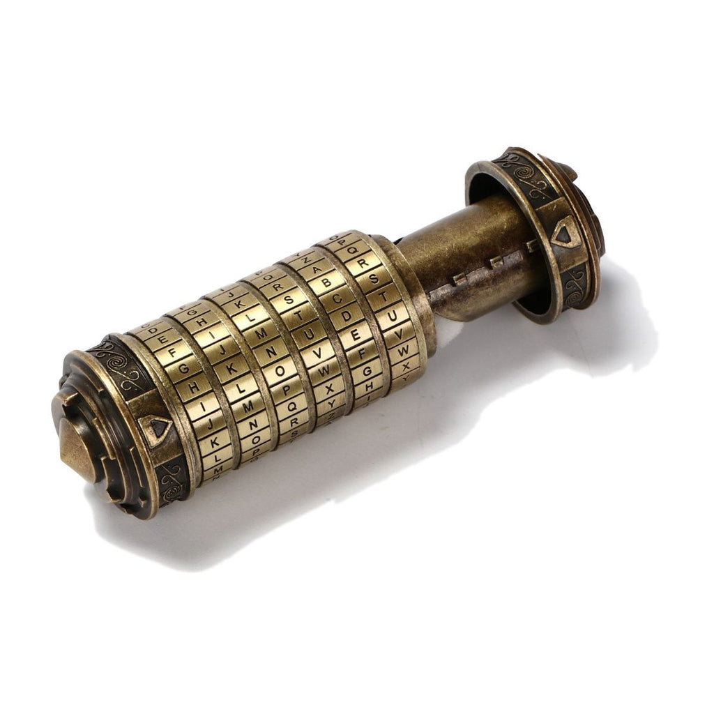 Da Vinci Code, Lock Cylinder, Puzzle, Gift, Valentine's Day Gift, Christmas Gift, Birthday Gift, Australian Puzzle, Brain Teaser, Code Breaking - Gold - Size L