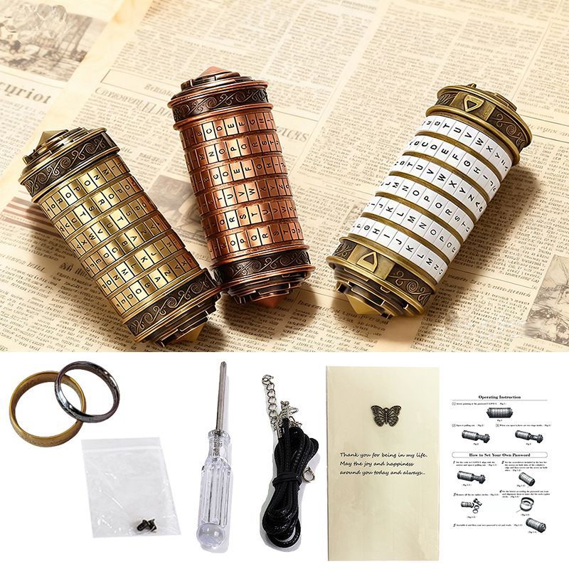Da Vinci Code, Lock Cylinder, Puzzle, Gift, Valentine's Day Gift, Christmas Gift, Birthday Gift, Australian Puzzle, Brain Teaser, Code Breaking - red copper - Size L