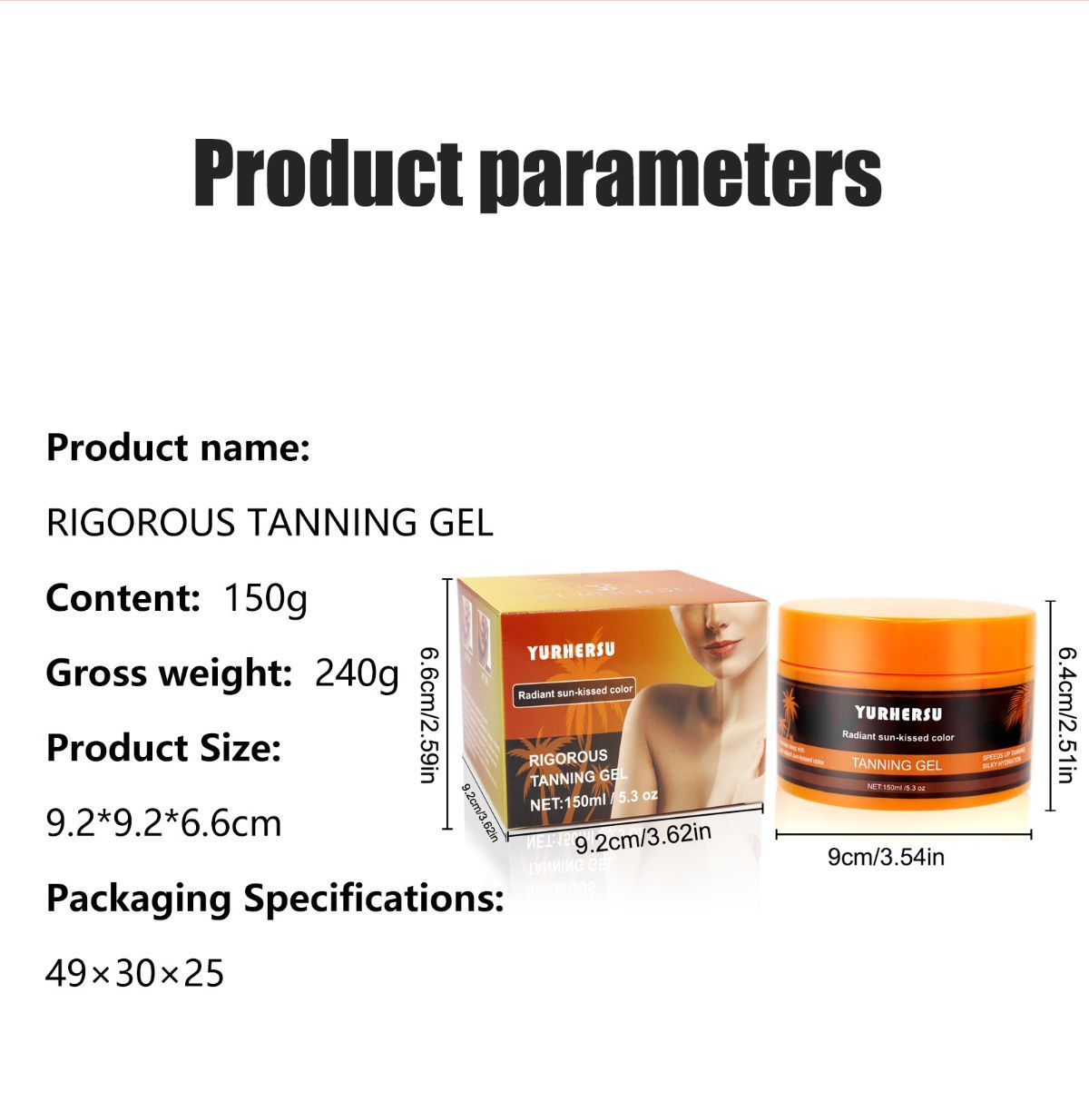 tanning gel, natural tan, Australian summer, fast tanning, all skin types, fast absorbing, stain free, silk hydration, after sun care, sun-kissed glow - Yellow - Size 150ml-2pcs