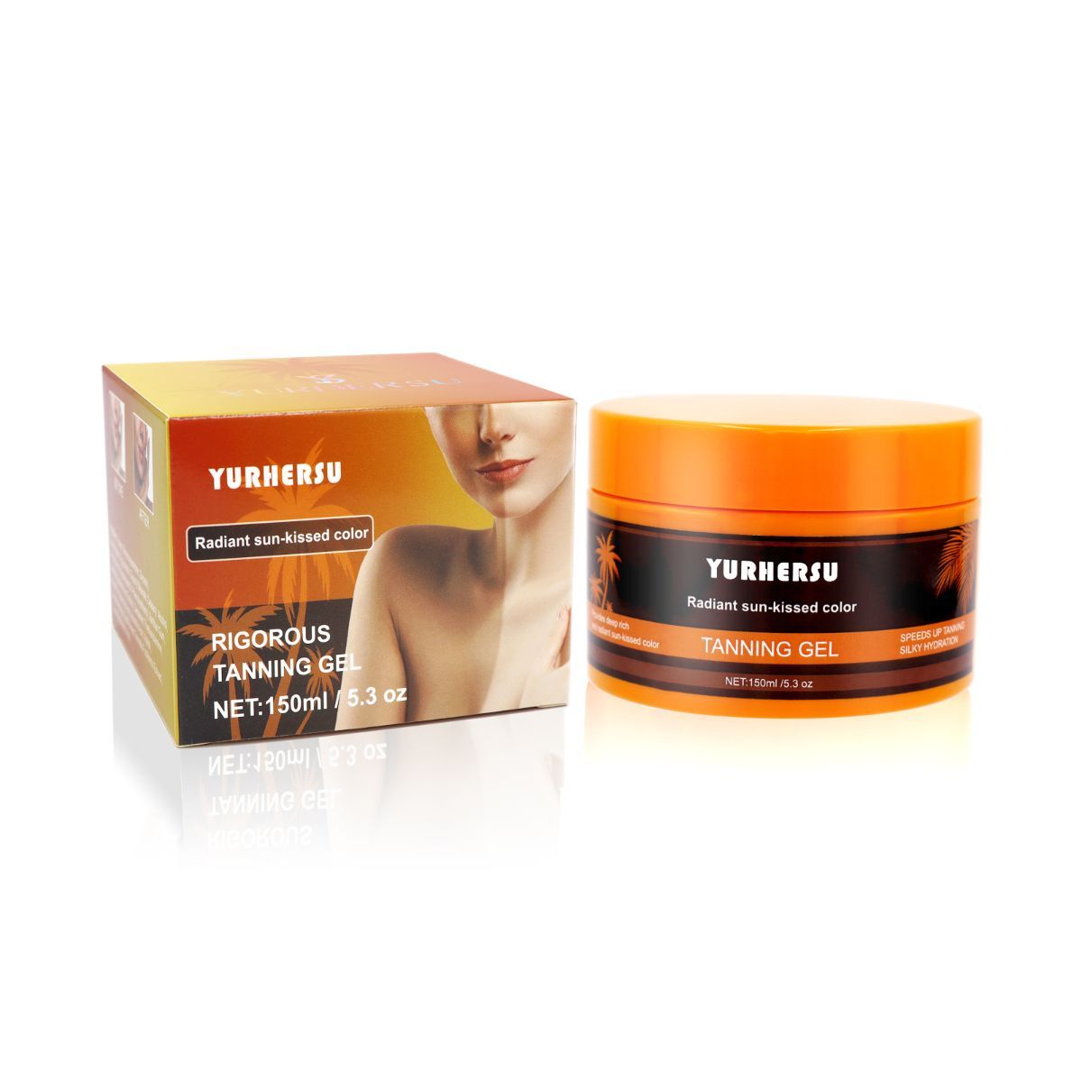 tanning gel, natural tan, Australian summer, fast tanning, all skin types, fast absorbing, stain free, silk hydration, after sun care, sun-kissed glow - Yellow - Size 150ml-2pcs