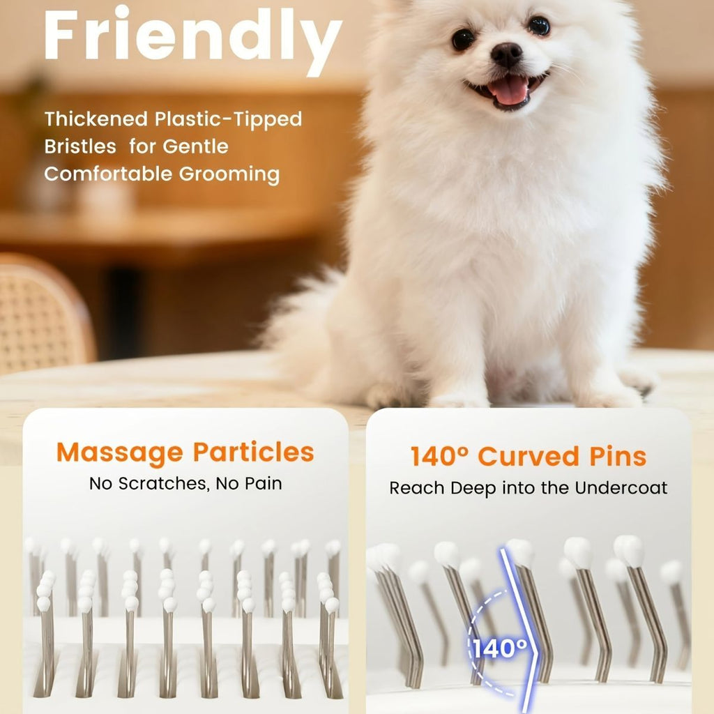 pet dematting comb, cat and dog grooming brush, pet hair remover, dog shedding tool, cat fur detangler, pet grooming kit, Australian pet supplies, dog brush for long hair, cat brush for short hair, pet hair collection comb - White - Size SET