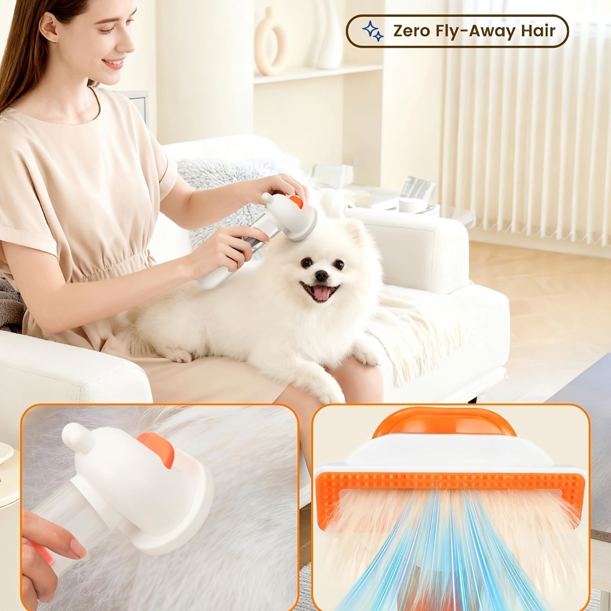 pet dematting comb, cat and dog grooming brush, pet hair remover, dog shedding tool, cat fur detangler, pet grooming kit, Australian pet supplies, dog brush for long hair, cat brush for short hair, pet hair collection comb - White - Size SET