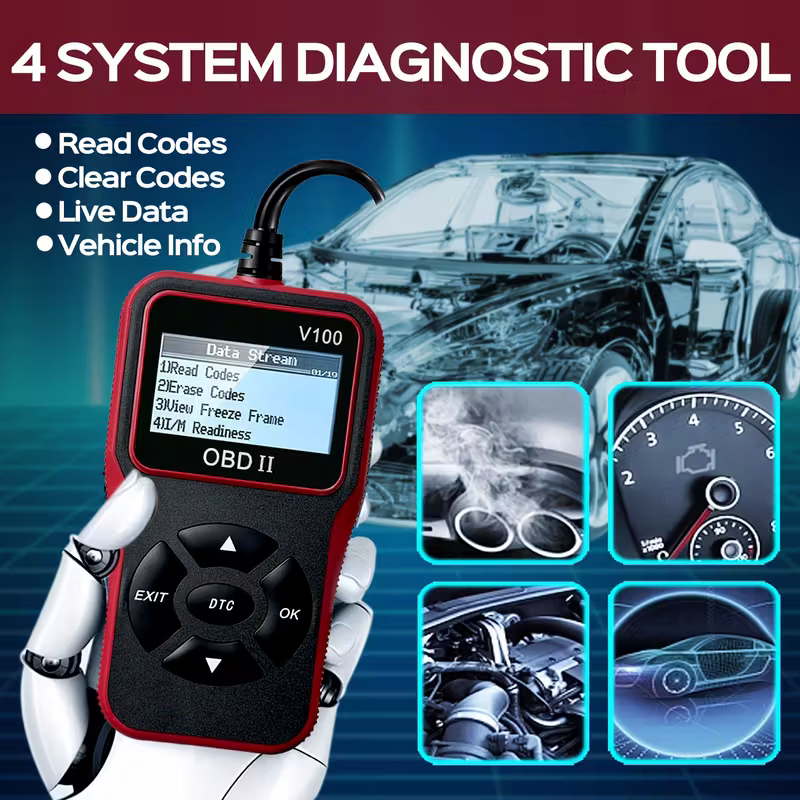 Automobile OBD2 Fault Diagnosis Instrument, engine fault code Reader, suitable for all OBD II models in 1996+, plug-and-play vehicle condition detection tool, a practical car gift for your boyfriend or father