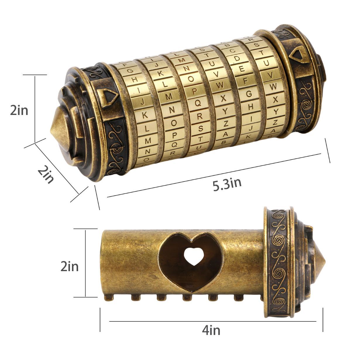 Da Vinci Code, Lock Cylinder, Puzzle, Gift, Valentine's Day Gift, Christmas Gift, Birthday Gift, Australian Puzzle, Brain Teaser, Code Breaking - cupronickel - Size L