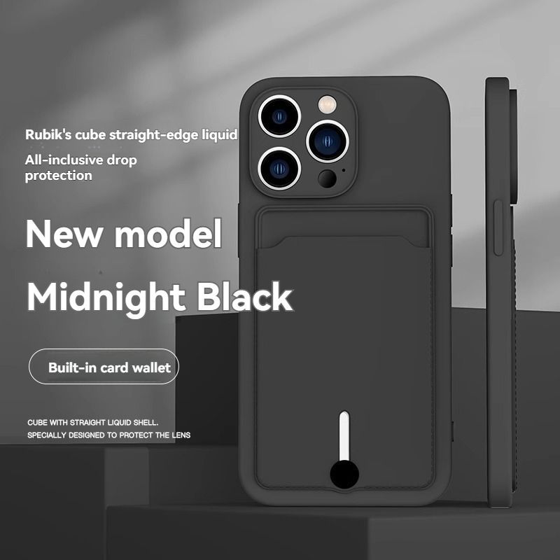 iPhone card holder case, built-in wallet phone case, midnight black phone case, drop protection case, iPhone wallet case Australia, Rubik's cube design case - Green - Size iPhone17pro