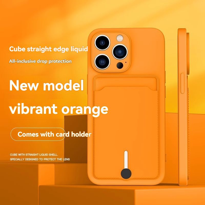 iPhone card holder case, built-in wallet phone case, midnight black phone case, drop protection case, iPhone wallet case Australia, Rubik's cube design case - Orange - Size iPhone17promax