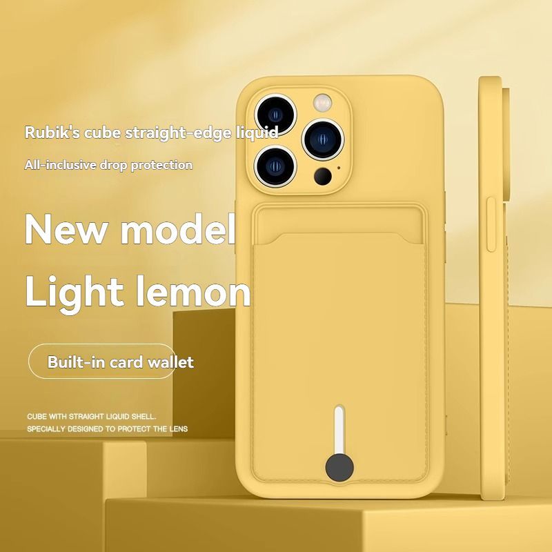 iPhone card holder case, built-in wallet phone case, midnight black phone case, drop protection case, iPhone wallet case Australia, Rubik's cube design case - Yellow - Size iPhone17promax