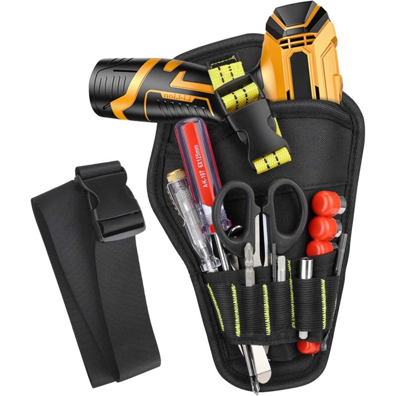 Tool Belt, Tool Holster Belt With Adjustable Belt And Open Loops For Storing Tools And Drill