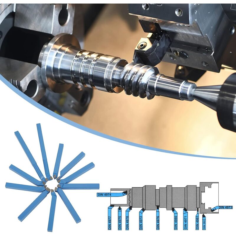 11 pcs Lathe Tool Set Metal Tip Lathe Tools Set Turning Tool Set Turning Tool Grooving Tool 8 X 8Mm