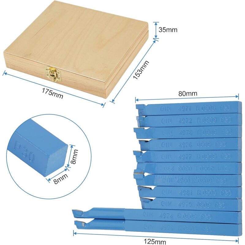 Universal Lathe Tools Milling Cutting Turning Tool Set, 11 pcs Carbide Tipped Cutting Tool Set, High Versatility Lathe