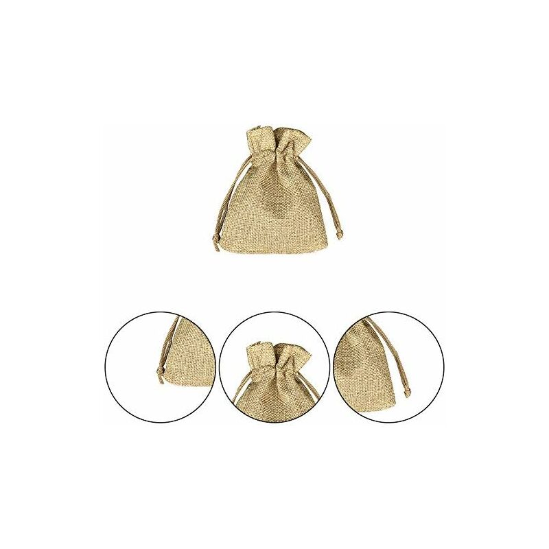 100 pcs Jute Bags 7X9Cm, Reusable Gift Bags, Burlap Pouches With Drawstring For Jewelry Gift Party Birthday Christmas