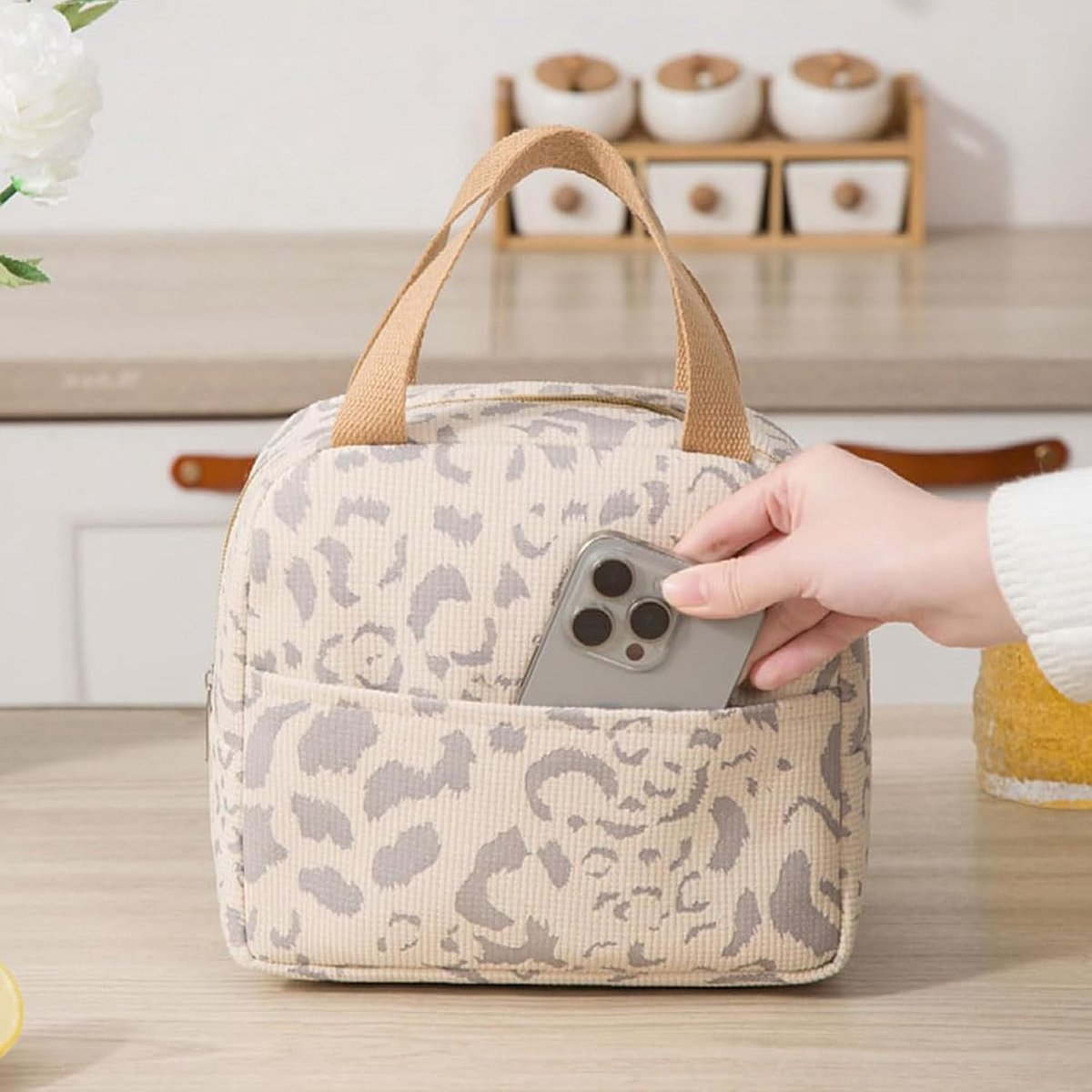 Children's Lunch Bag - Reusable Lunch Bag - Lunch Bag - Lunch Bag for Boys and Girls - Mini Insulated Bag 6L - Small Insulated Picnic Bag - For Work, School, Picnics and Travel (Beige)
