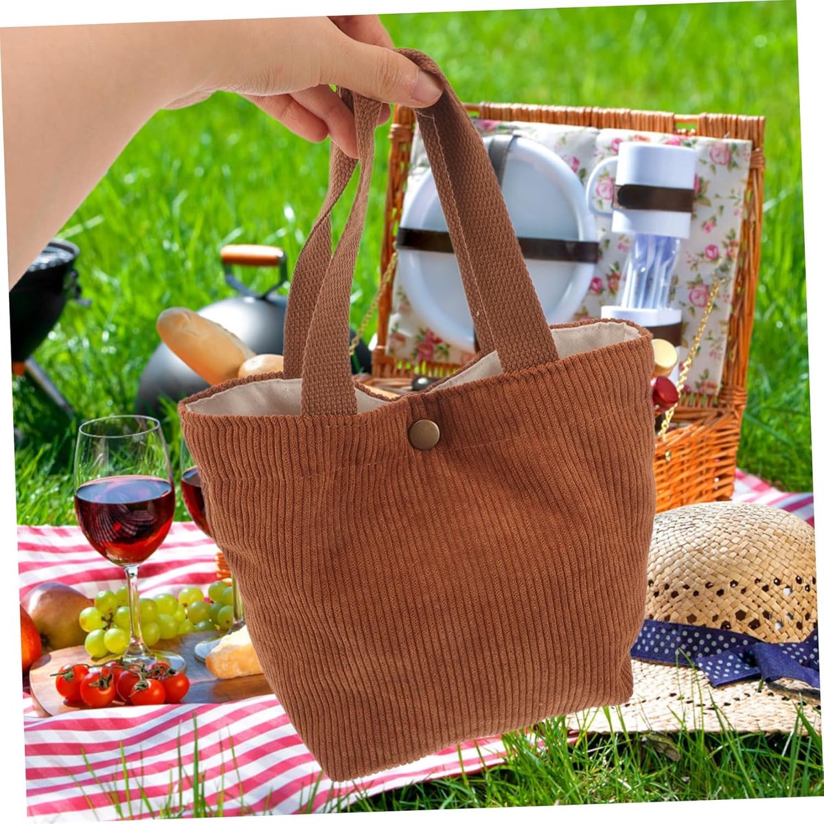 Lunch bag - Insulated bags - Tote bag - Shopping bag - Storage bag - Simple lunch bag - Outdoor lunch bag - Bento tote bag - Mini Bento bag - Lunch bag - Storage bag - Corduroy