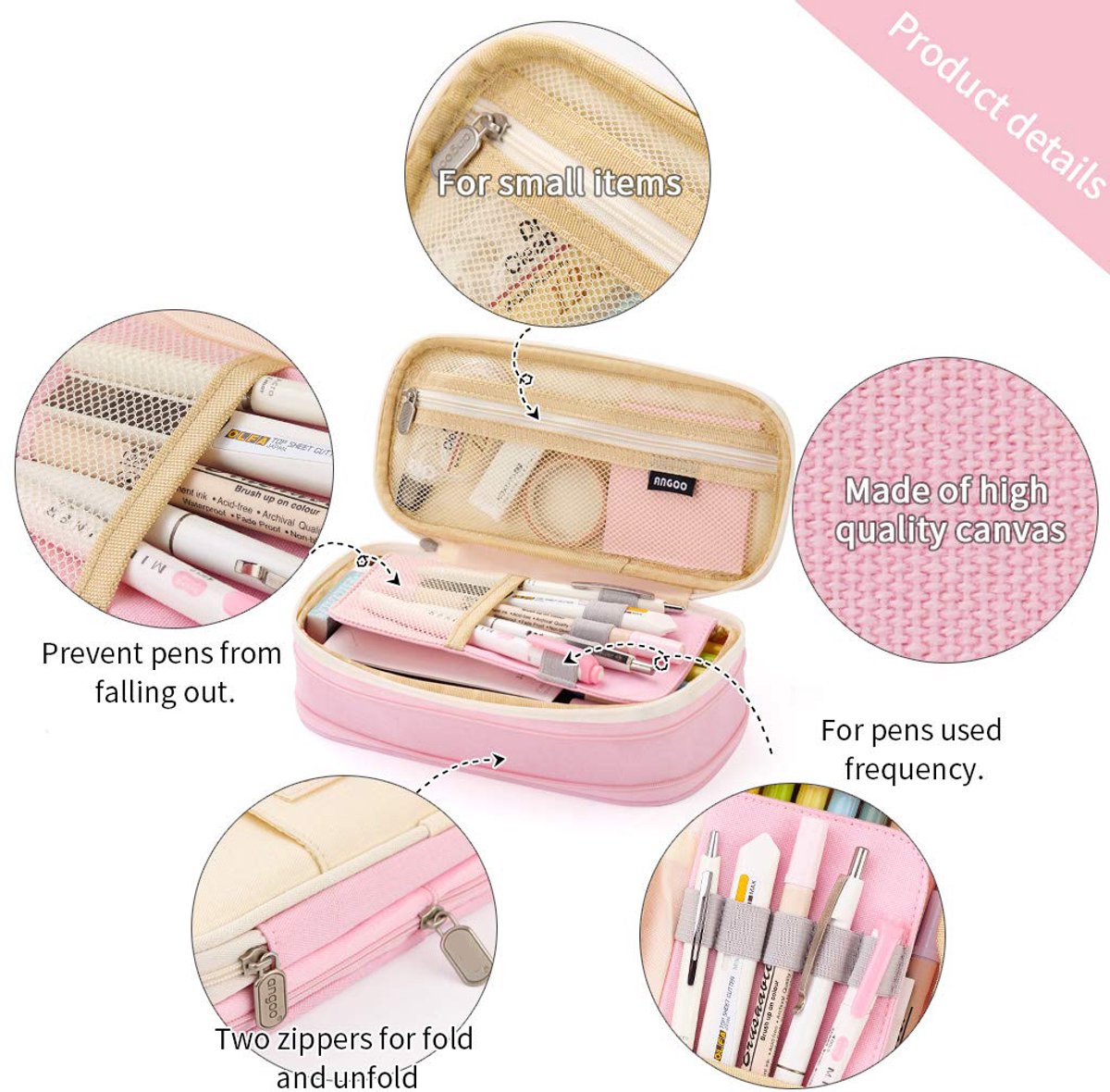 Pencil Case - Pencil Case - Pencil Case - Pencil Case - Pencil Case for Children and Adults - School Pencil Case for Boys and Girls - Pencil Case - Pink