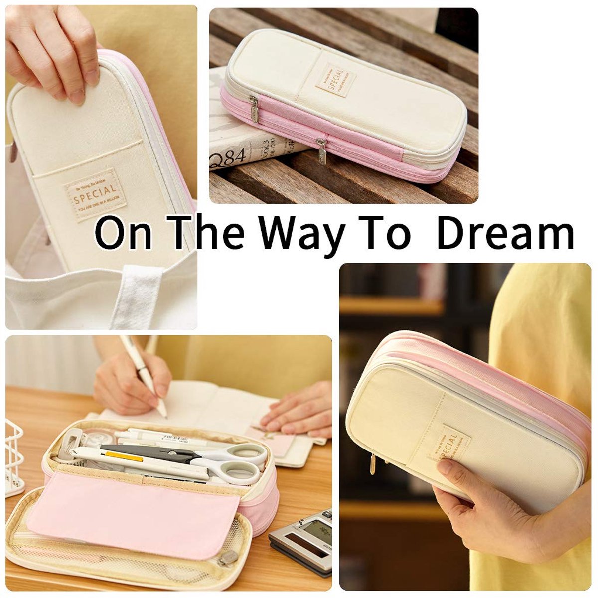 Pencil Case - Pencil Case - Pencil Case - Pencil Case - Pencil Case for Children and Adults - School Pencil Case for Boys and Girls - Pencil Case - Pink