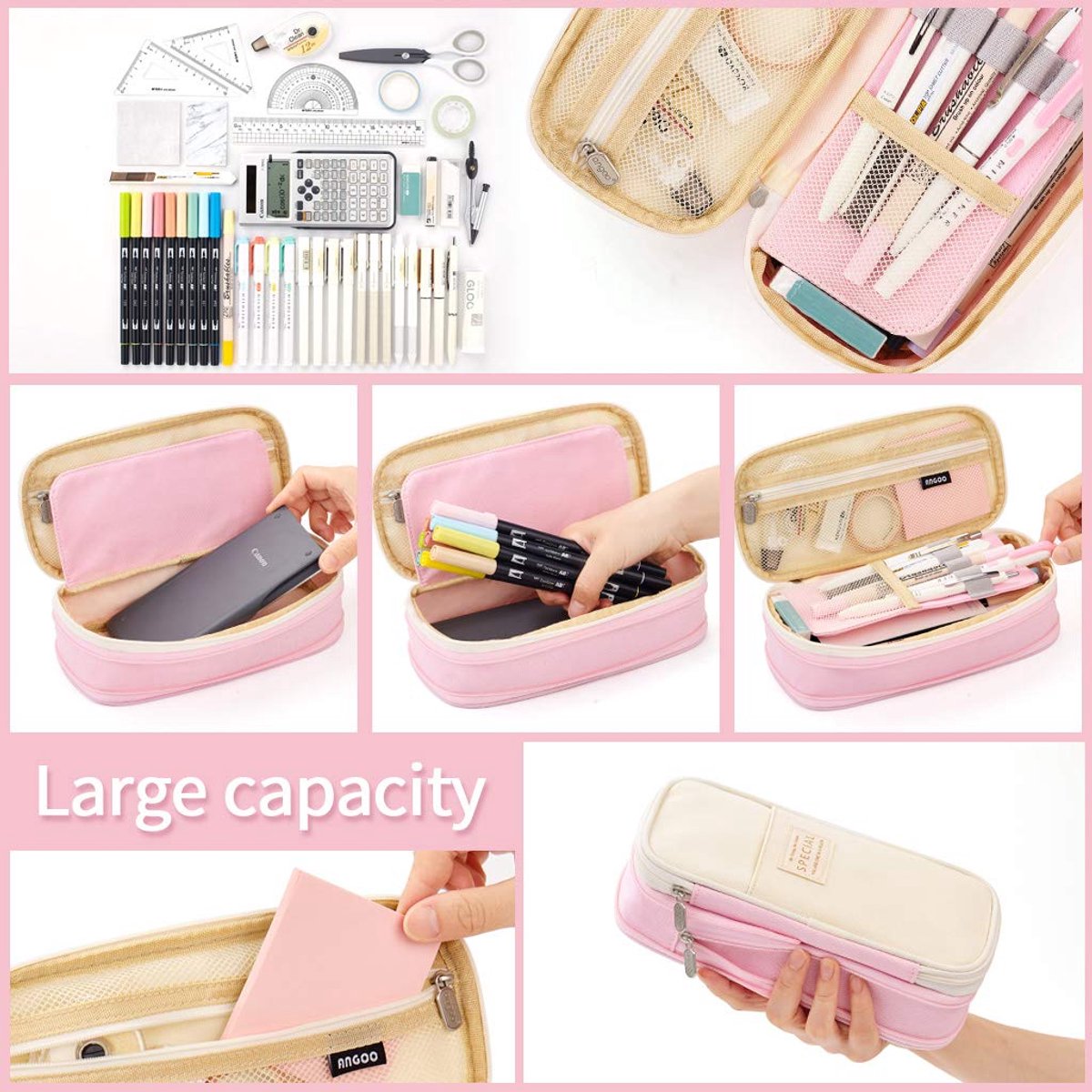 Pencil Case - Pencil Case - Pencil Case - Pencil Case - Pencil Case for Children and Adults - School Pencil Case for Boys and Girls - Pencil Case - Pink