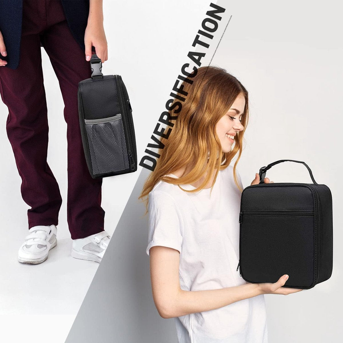 Lunch bag - Adult lunch bag - Insulated backpack - Picnic bag - Lunch bag for girls - 6.5L lunch box for boys - Insulated bag - Keeps food fresh - Office - school - picnic (black)