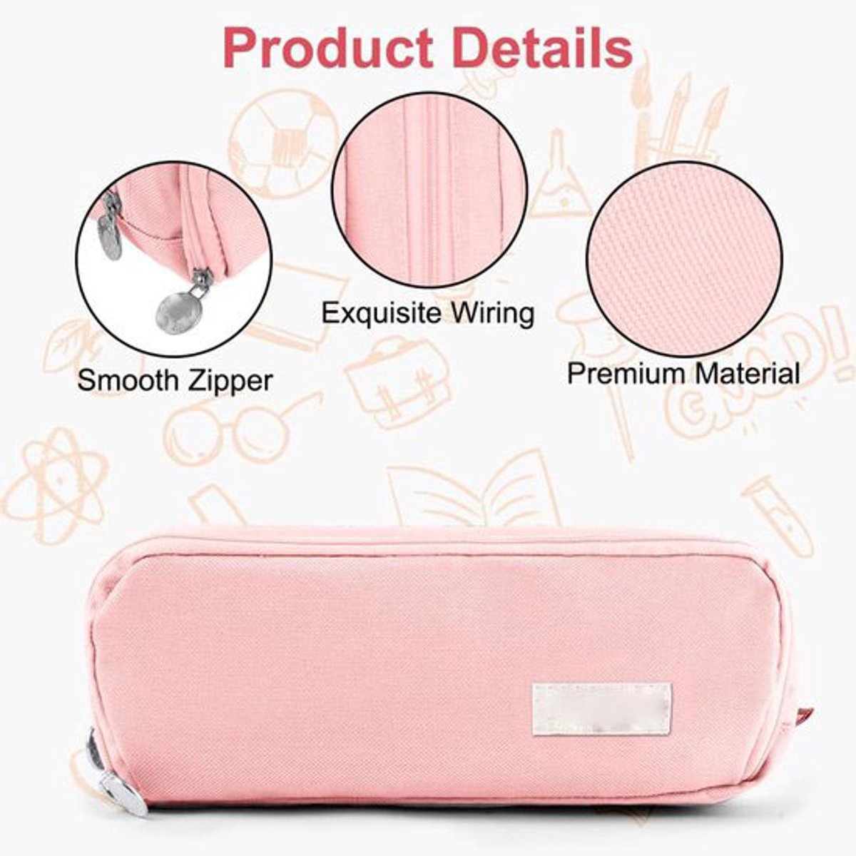 Pencil case - Boy's pencil case - Girl's pencil case - School cases - Large pencil case - 3-compartment pencil case - School supply organizer - For boys and girls (pink)