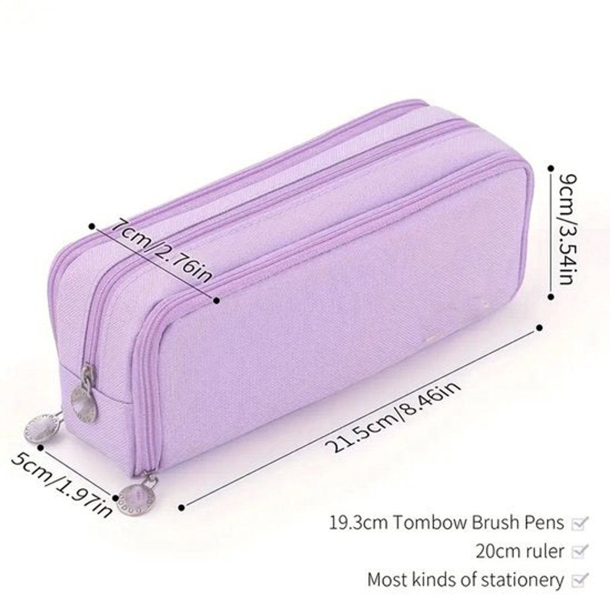 Pencil case - Boy's pencil case - Girl's pencil case - School cases - Large pencil case - 3-compartment pencil case - School supply organizer - For boys and girls (pink)