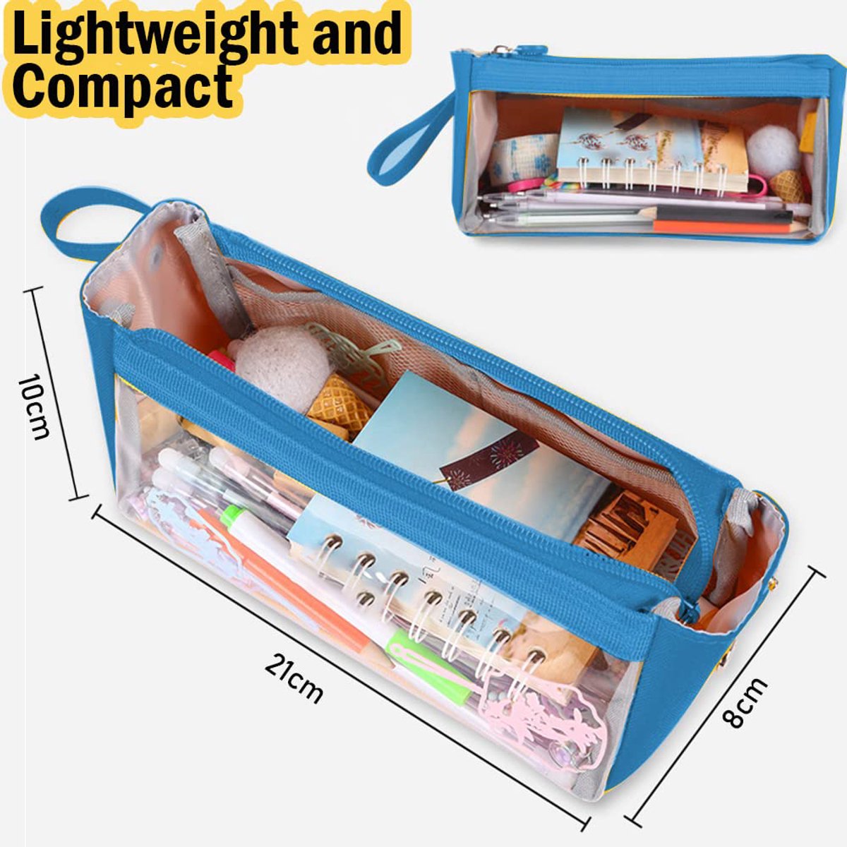 Pencil case - Pencil case - Storage bag - Pencil case - Boy's pencil case - Girl's pencil case - School cases - Portable school pencil case - 20x9x10cm - Blue