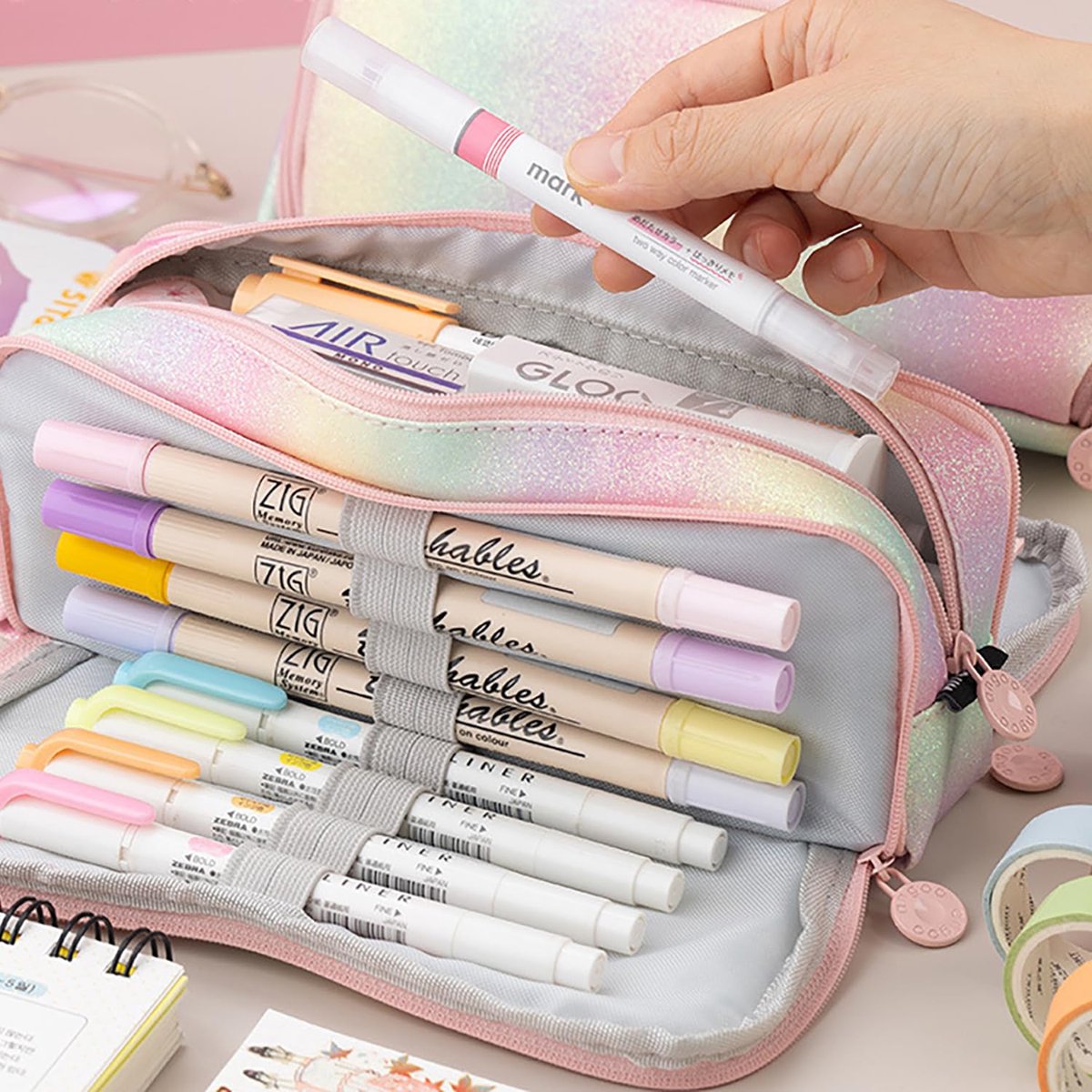 Pencil Case - Large Pencil Case - Boy's Pencil Case - Girl's Pencil Case - School Pencil Cases - School Supplies - with 3 Compartments - for Girls and Boys - Office - Makeup Gift