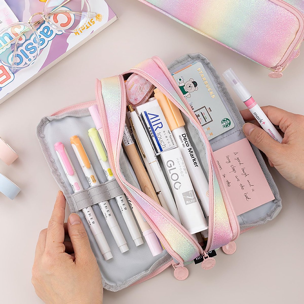 Pencil Case - Large Pencil Case - Boy's Pencil Case - Girl's Pencil Case - School Pencil Cases - School Supplies - with 3 Compartments - for Girls and Boys - Office - Makeup Gift