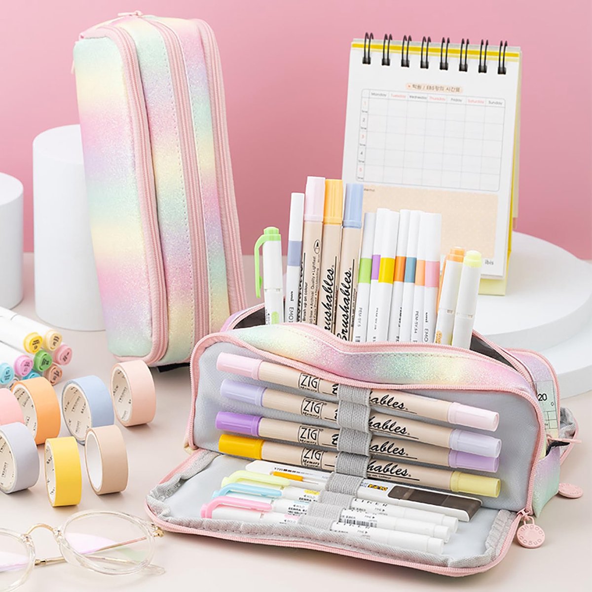 Pencil Case - Large Pencil Case - Boy's Pencil Case - Girl's Pencil Case - School Pencil Cases - School Supplies - with 3 Compartments - for Girls and Boys - Office - Makeup Gift