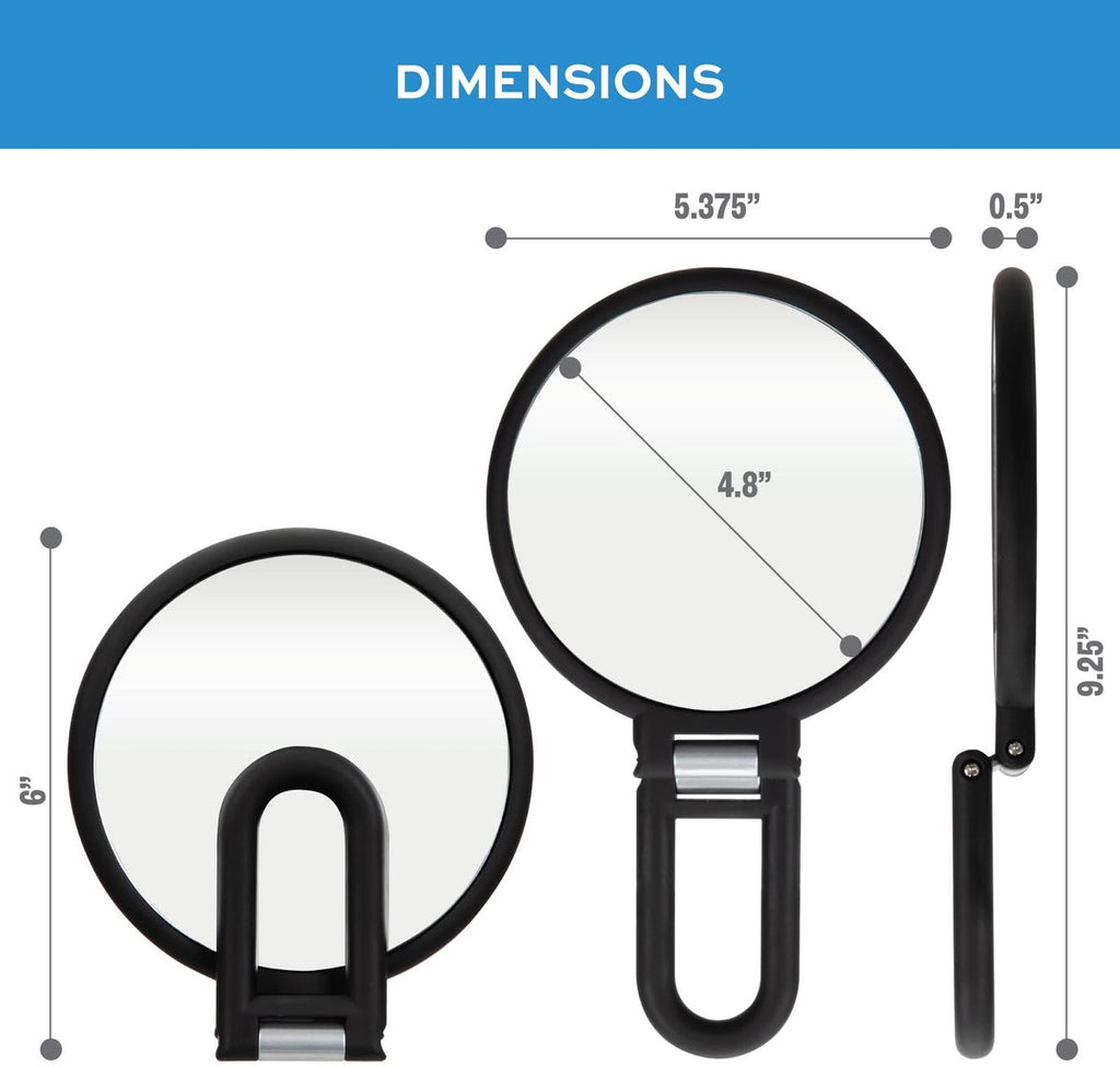 Pocket Mirror - 15x Magnifying Pocket Mirror - Pocket Mirror - Portable Travel Mirror - Makeup Mirror - Beauty Mirror - with Handle - Round - Practical - Black