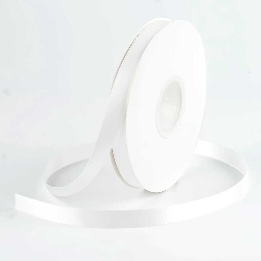 Double Faced Satin Ribbon, Polyester Craft Ribbon for Wedding Gift Wrap, White 1/2 In x 50 Yd