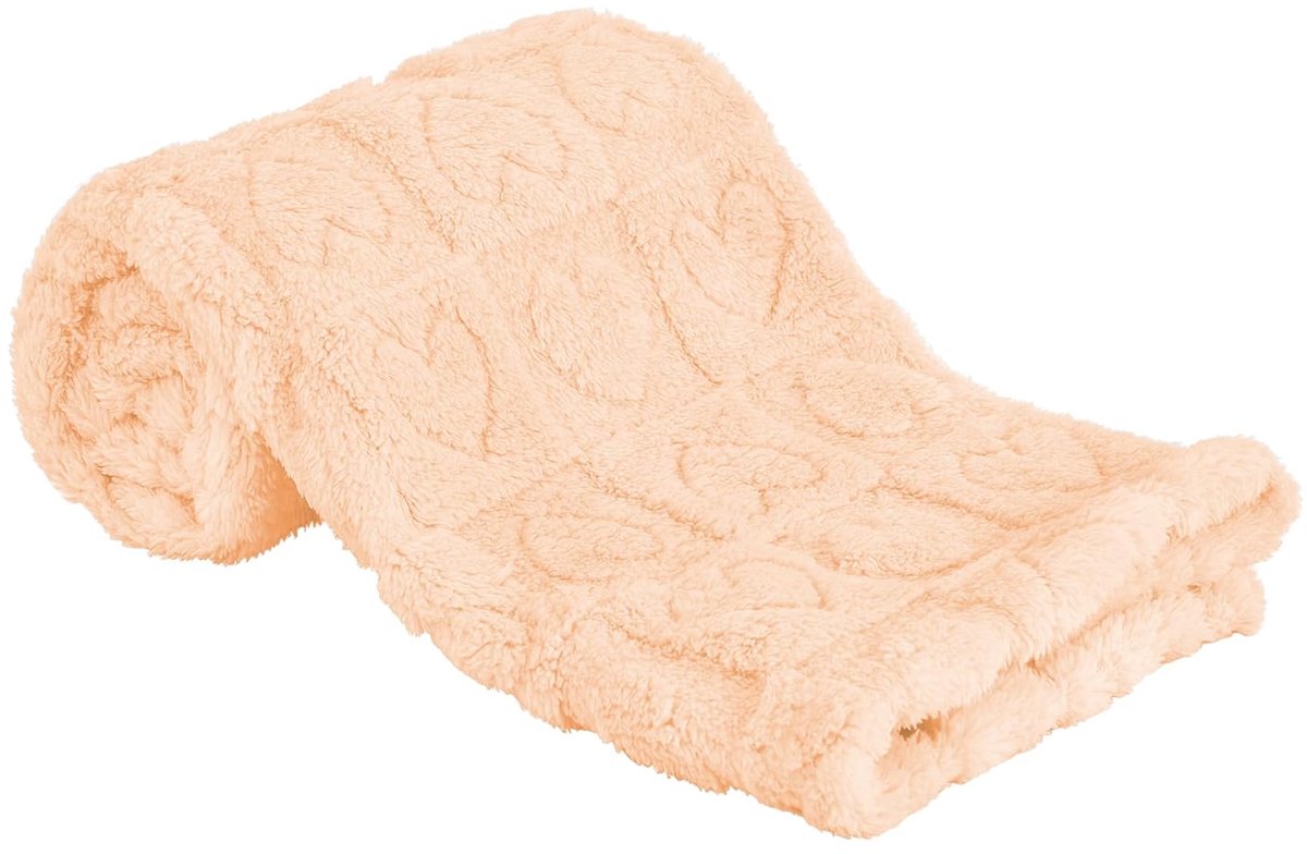 Baby blanket with heart motif, ultra-soft, cozy baby blankets for girls and boys, soft baby and toddler blankets for newborn babies, gifts for the crib and stroller (76 x 102 cm) (apricot pink)