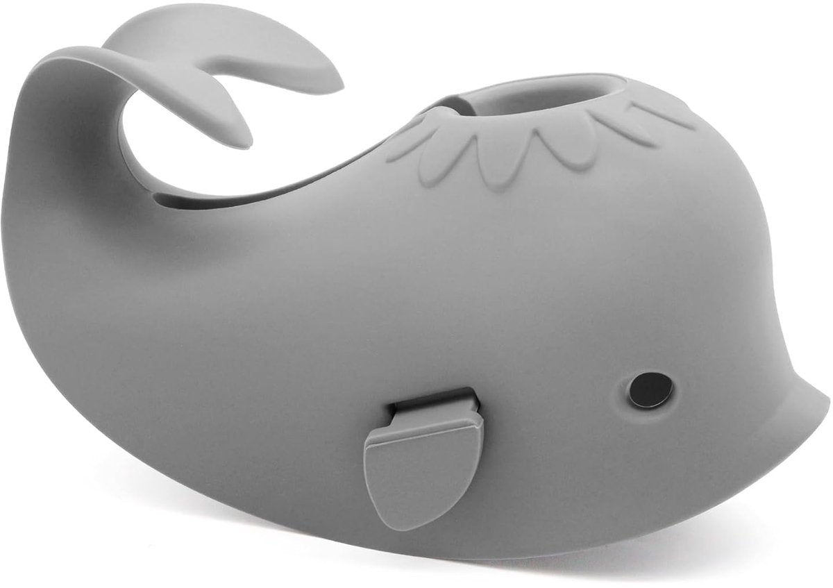 Baby Bath Faucet Cover - Soft silicone safety protector for children, toddlers and babies - Cute whale design, nice bath gift for children - gray