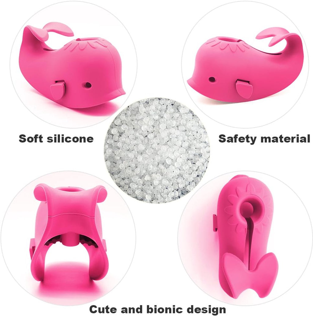 Baby Bath Faucet Cover - Soft silicone safety protector for children, toddlers and babies - Cute whale design, nice bath gift for children - red