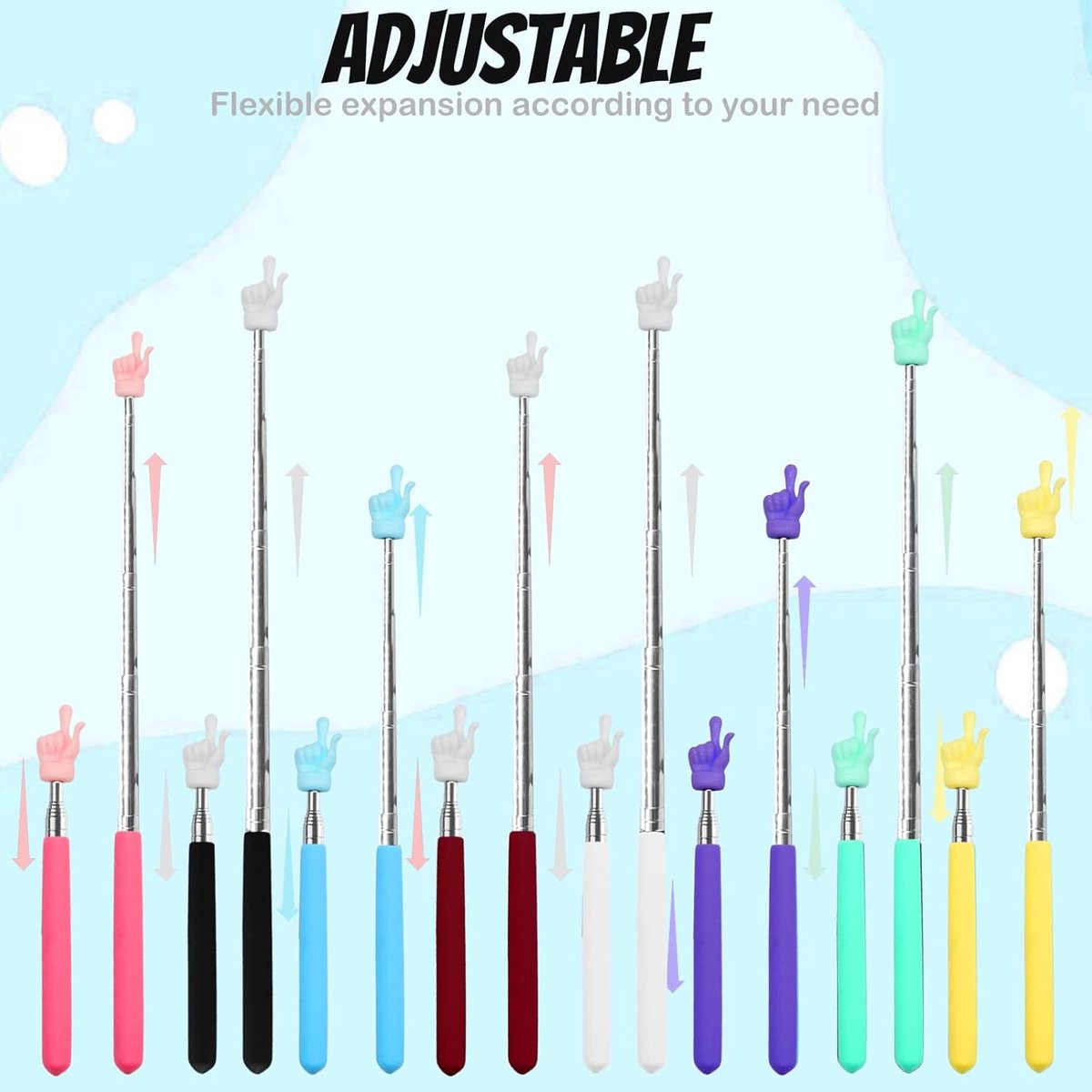 5 pieces telescopic pointer for teachers, extendable hand pointer, finger pointer stick, mini retractable class pointer for primary school teachers, kindergarten teacher, classroom supplies (multicolored)