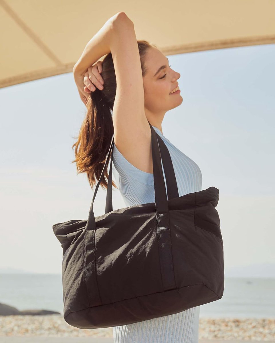 Women's Handbags - Women's Shopper Bag with Zipper - Large Shoulder Bag / Women's Handbag - School Bag - Shoulder Bag - Laptop Bag - Women's Bag - Handbag - Shopper - Weekend Bag - Shopping Bag - Beach Bag - Yoga / Fitness / Travel - Black