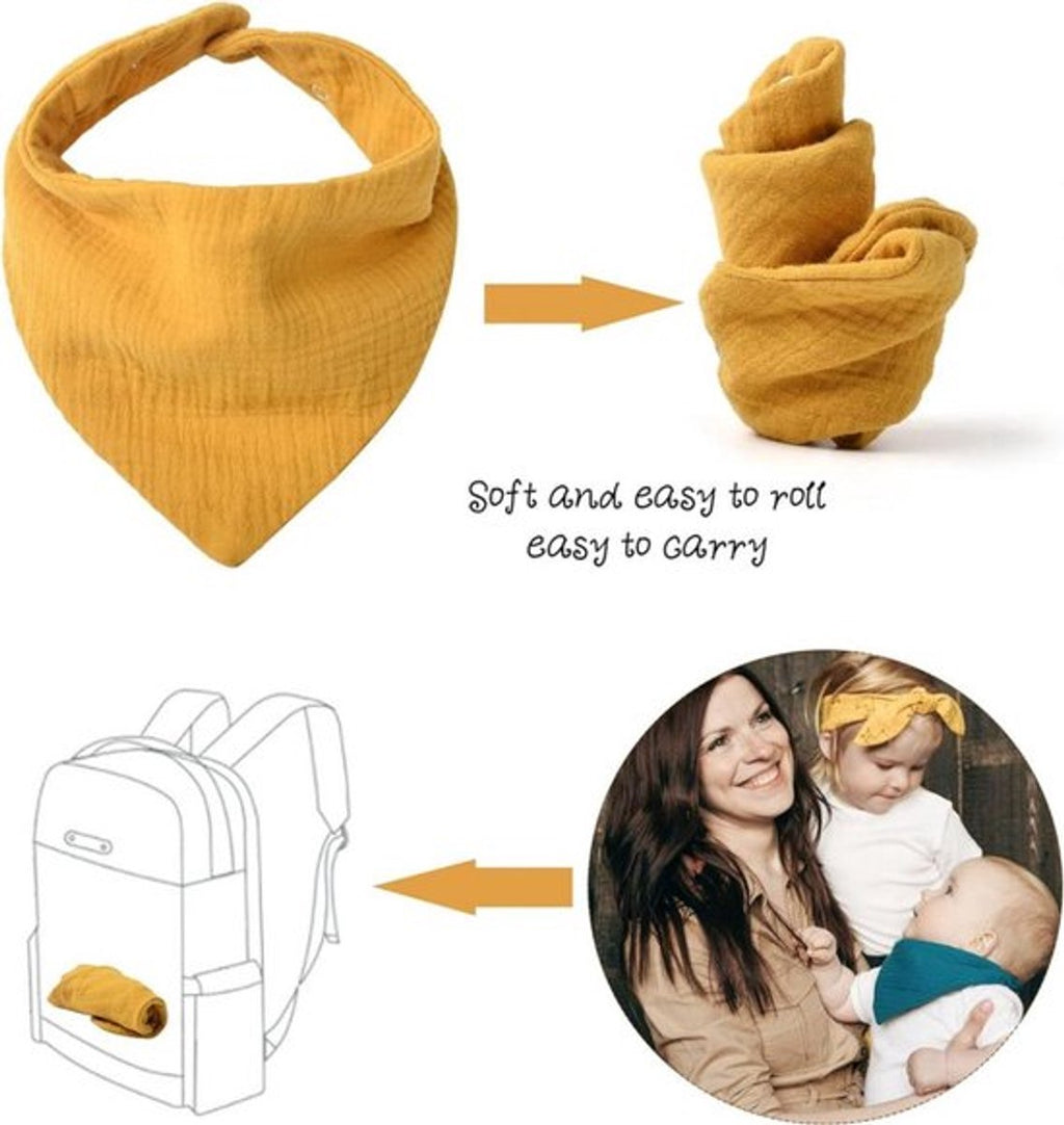 Baby Bibs - Set of 10 - Soft - Washable - Bibs - Drool Bibs - Drool Cloths for Babies and Children - Baby Bibs - Burp Cloths - Baby Neck Scarf - Adjustable Snap Fastener - Perfect for Feeding, Drooling, and Clothing Protection