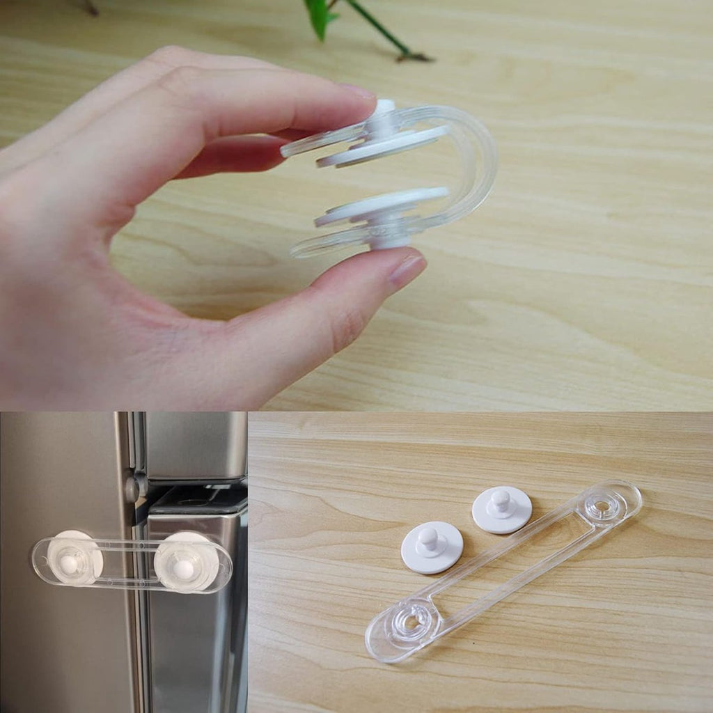Child Locks for Cabinets - 8 Pieces - Drawer Lock - Cabinet Lock - Baby Safety - Baby Cabinet Security - Self-Adhesive Child Lock - Safety Hooks - Transparent - Self-Adhesive 3m - For Baby Safety - No Drilling or Screws - For Cabinet, Door and Drawer