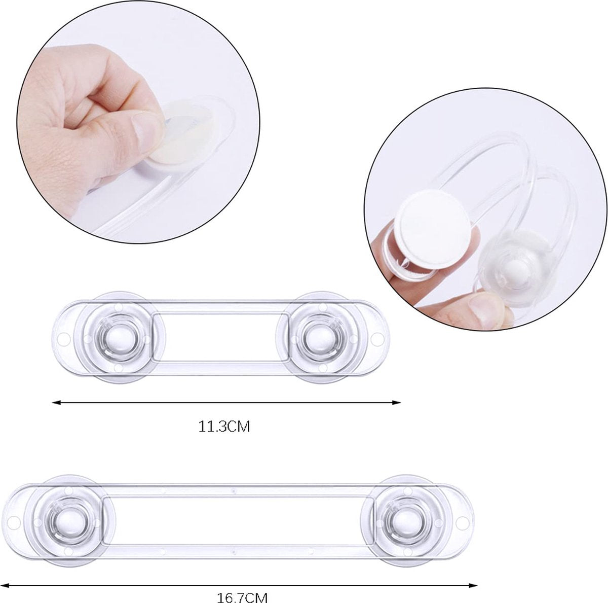 Child Locks for Cabinets - 8 Pieces - Drawer Lock - Cabinet Lock - Baby Safety - Baby Cabinet Security - Self-Adhesive Child Lock - Safety Hooks - Transparent - Self-Adhesive 3m - For Baby Safety - No Drilling or Screws - For Cabinet, Door and Drawer