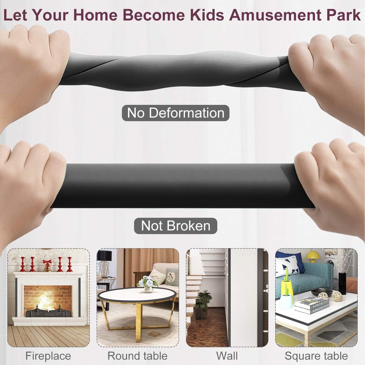 Corner Protector Set - Baby Corner Protectors - 2 Meter Foam Bumper Edge - Table Protector - Table Corner Protectors - Edge Protector - Baby, Child & Toddler Safety - Baby Safety - Table Accessories - Bumper Pad - Crib - Black - Self-Adhesive