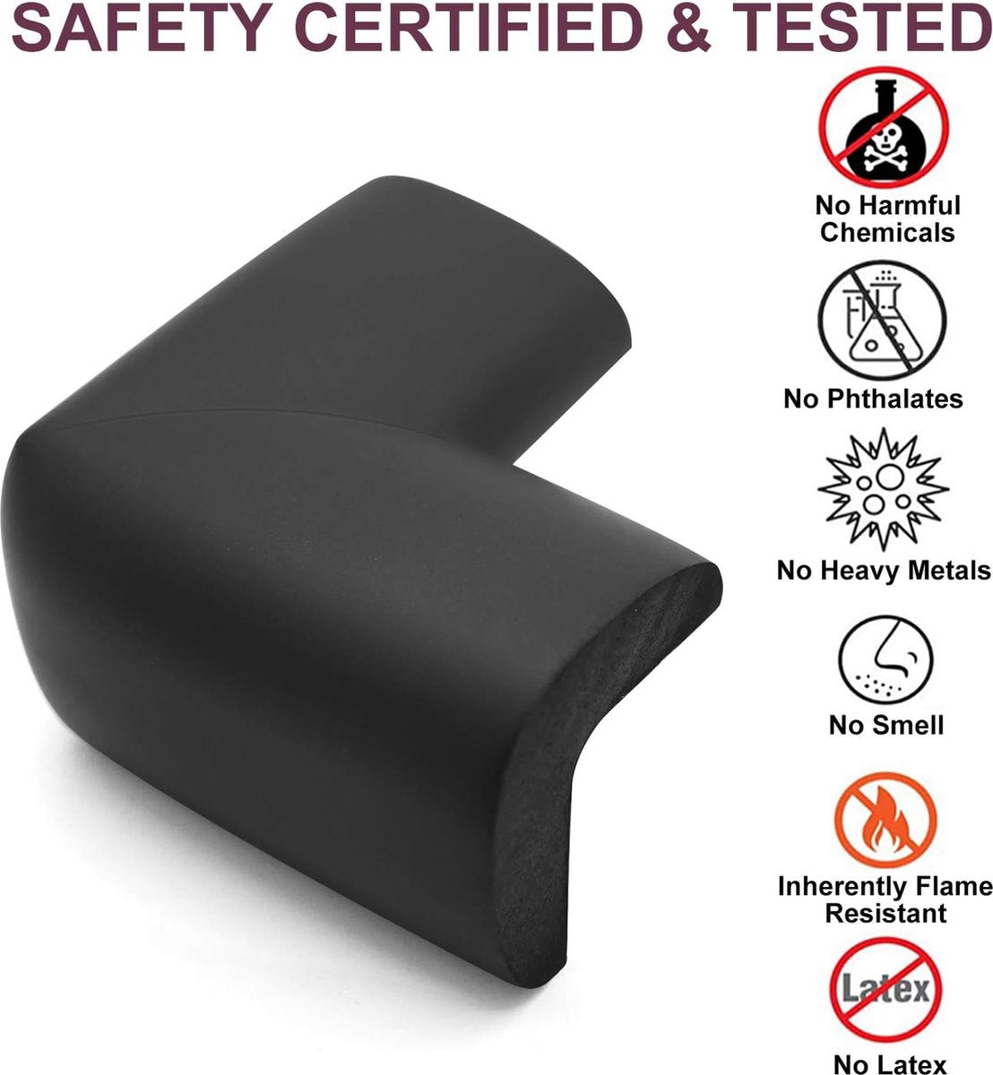 Corner Protector Set - Baby Corner Protectors - 2 Meter Foam Bumper Edge - Table Protector - Table Corner Protectors - Edge Protector - Baby, Child & Toddler Safety - Baby Safety - Table Accessories - Bumper Pad - Crib - Black - Self-Adhesive