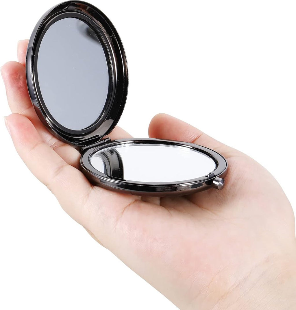 Makeup Mirror - Mirror - Hand Mirror - Pocket Mirror - Travel Mirror - Makeup Mirror - Mini Makeup Mirror - Foldable - Foldable - Compact - Portable - Black