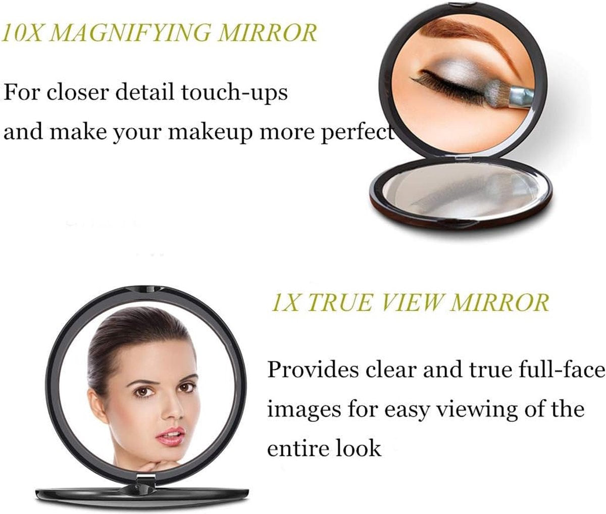 Makeup Mirror - Mirror - Hand Mirror - Pocket Mirror - Travel Mirror - Makeup Mirror - Mini Makeup Mirror - Foldable - Foldable - Compact - Portable - Black