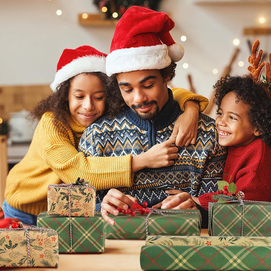 Wrapping paper - Christmas wrapping paper - Christmas gift paper - Wrapping paper with figures - 43 x 300cm - 2 Rolls - Christmas paper wrapping paper for Christmas - Christmas paper wrapping paper for children - gift paper - Kraft gift paper - Christmas