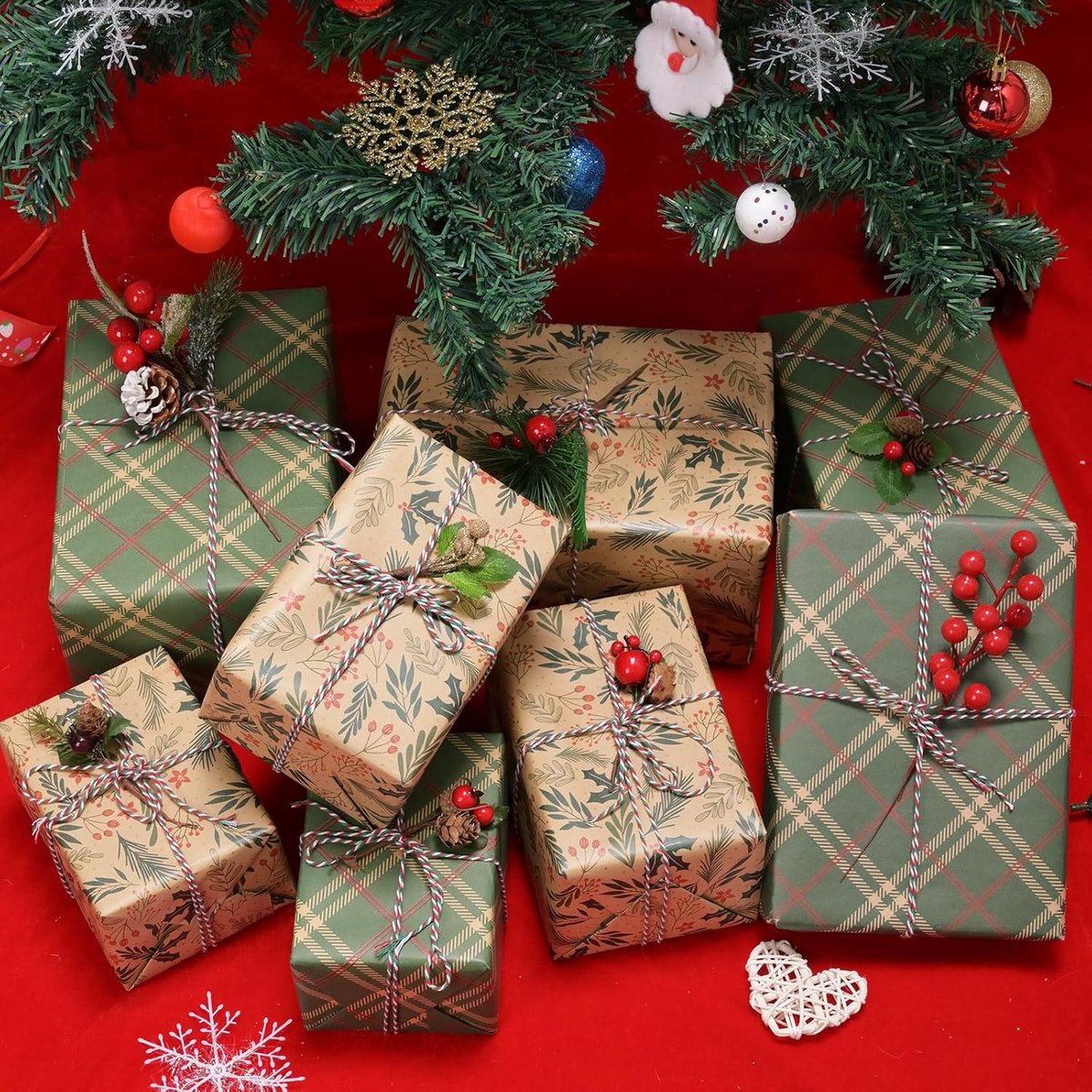Wrapping paper - Christmas wrapping paper - Christmas gift paper - Wrapping paper with figures - 43 x 300cm - 2 Rolls - Christmas paper wrapping paper for Christmas - Christmas paper wrapping paper for children - gift paper - Kraft gift paper - Christmas