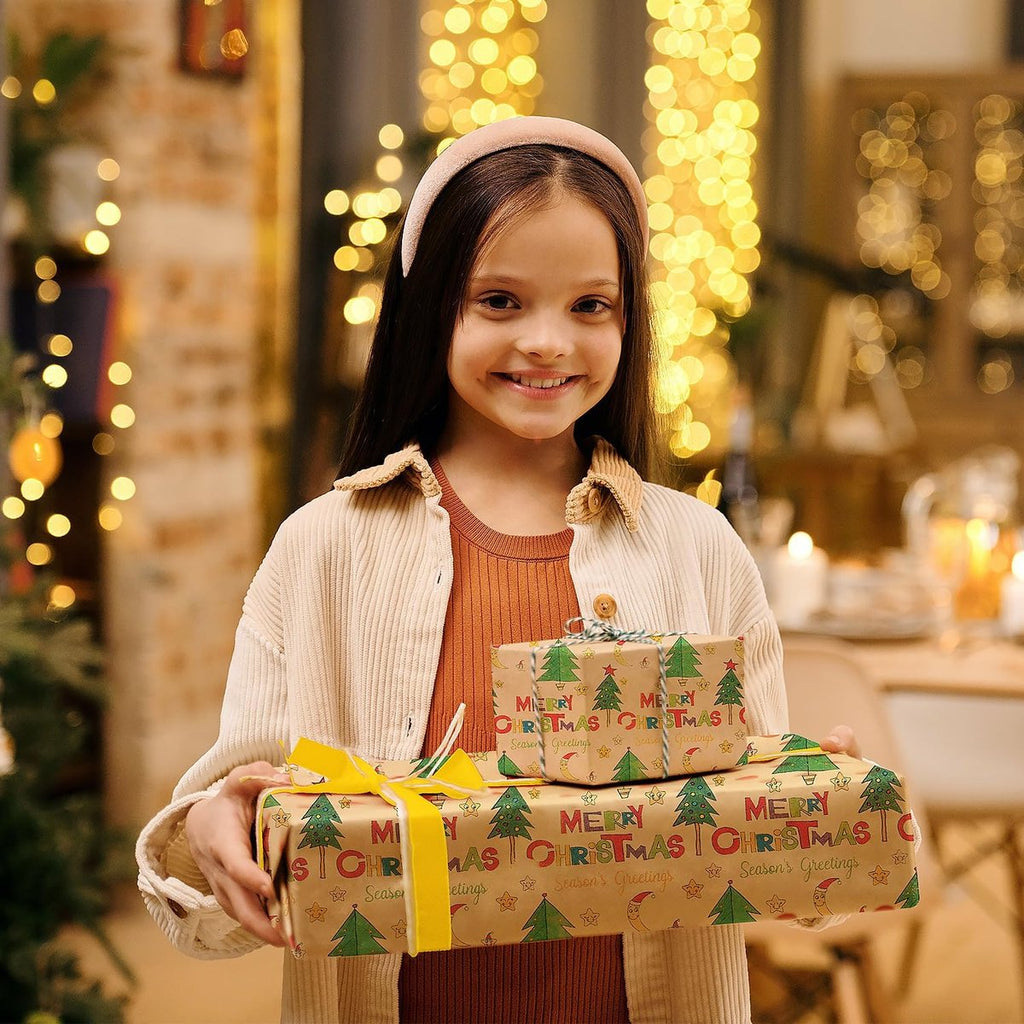 Wrapping paper - Christmas wrapping paper - Christmas gift paper - Wrapping paper with figures - 43 x 300cm - 1 Roll - Christmas paper wrapping paper for Christmas - Christmas paper wrapping paper for children - gift paper - Kraft gift paper - Christmas -