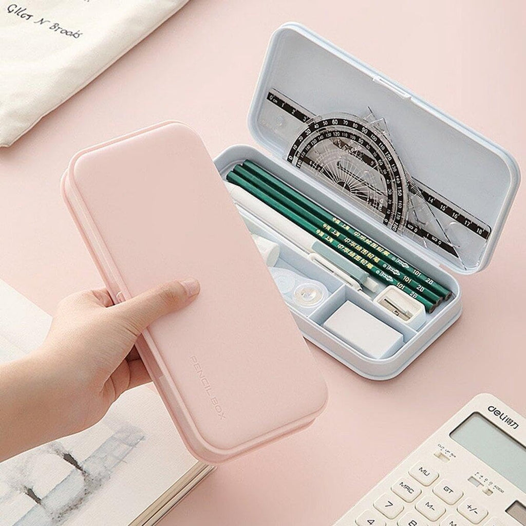 Pencil Case - Pen Pencil Case - Pencil Case - Pencil Case for Children and Adults - Exam Pencil Case - School Bag for Boys and Girls - plastic pencil case - pencil case - school supplies - compact stationery storage box - Back To School - Pink