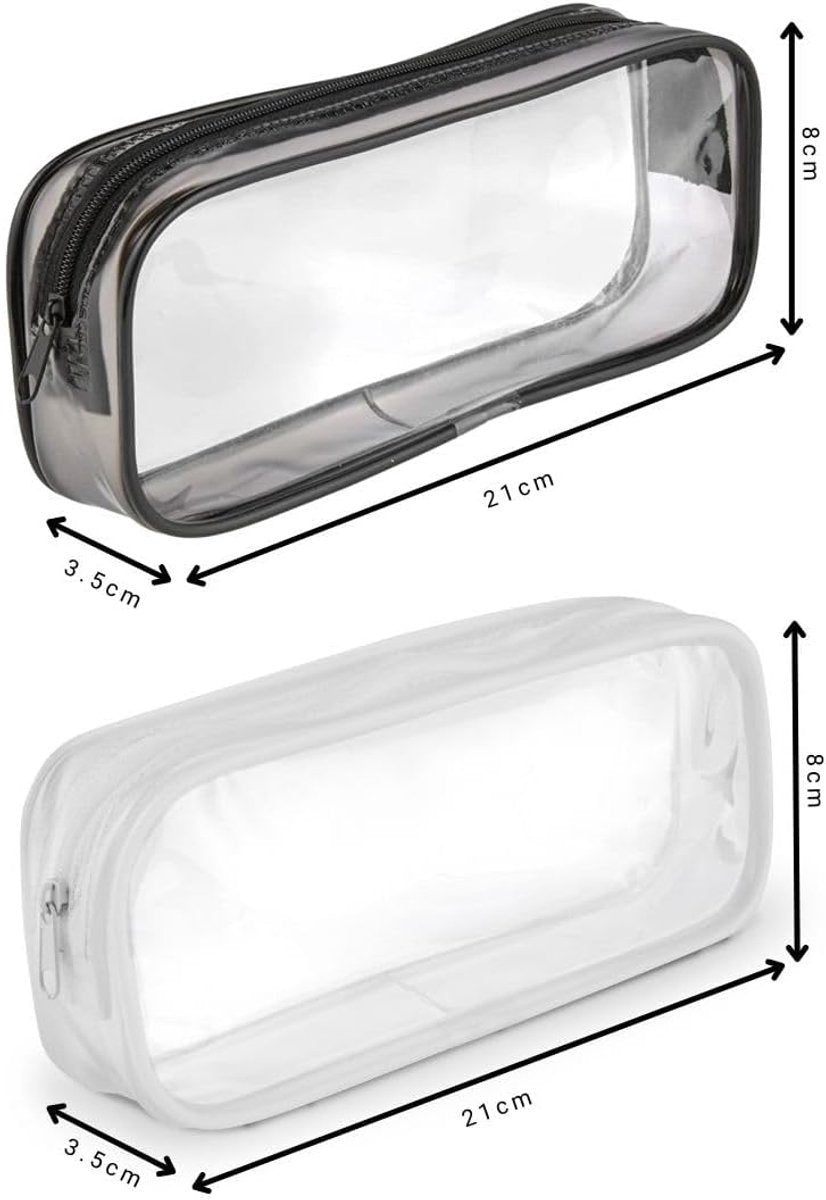 Pencil Case - 2-Piece Pencil Case - Pencil Case for School - Transparent Pencil Case - Transparent Exam Pencil Case - School Supplies - transparent school pencil case - school pencil case - Pencil case for men and women, children's pencil case, travel - P