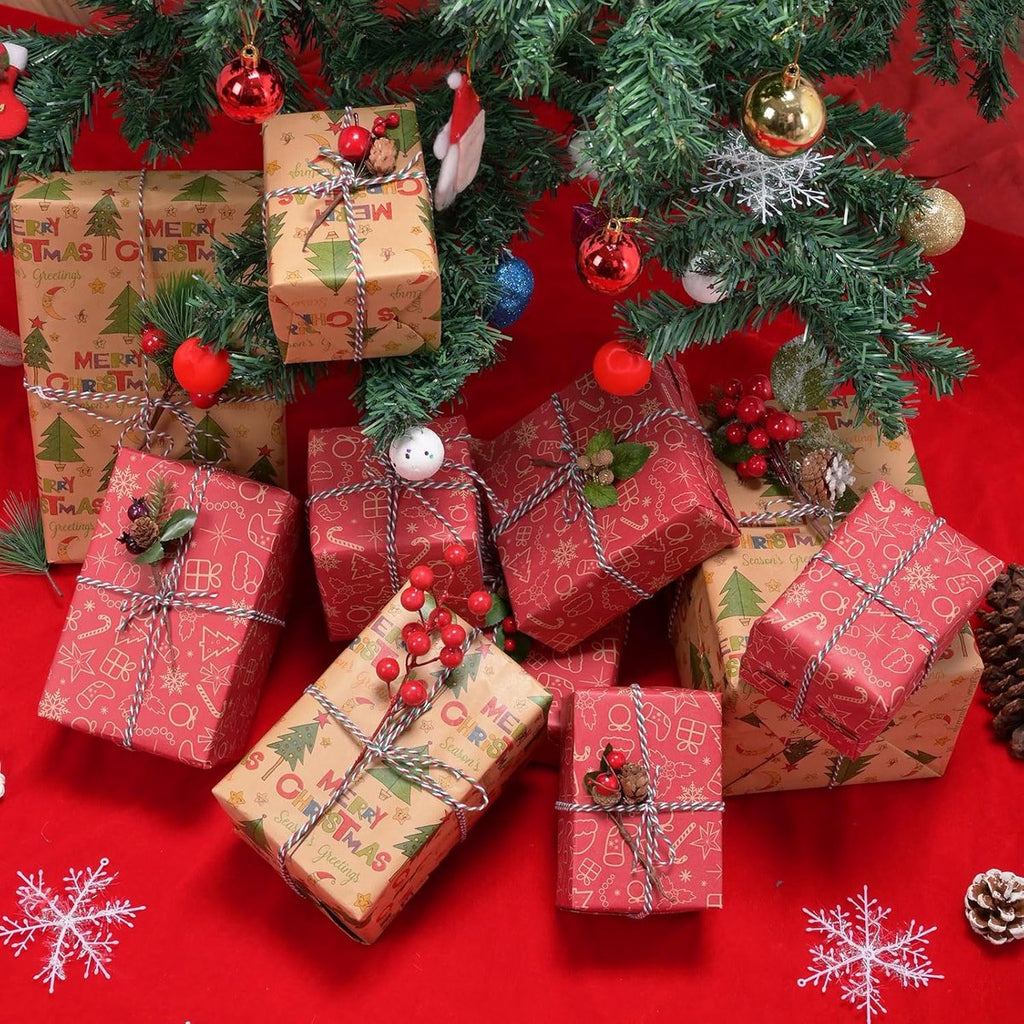 Wrapping paper - Christmas wrapping paper - Christmas gift paper - Wrapping paper with figures - 43 x 300cm - 2 Rolls - Christmas paper wrapping paper for Christmas - Christmas paper wrapping paper for children - gift paper - Kraft gift paper - Christmas