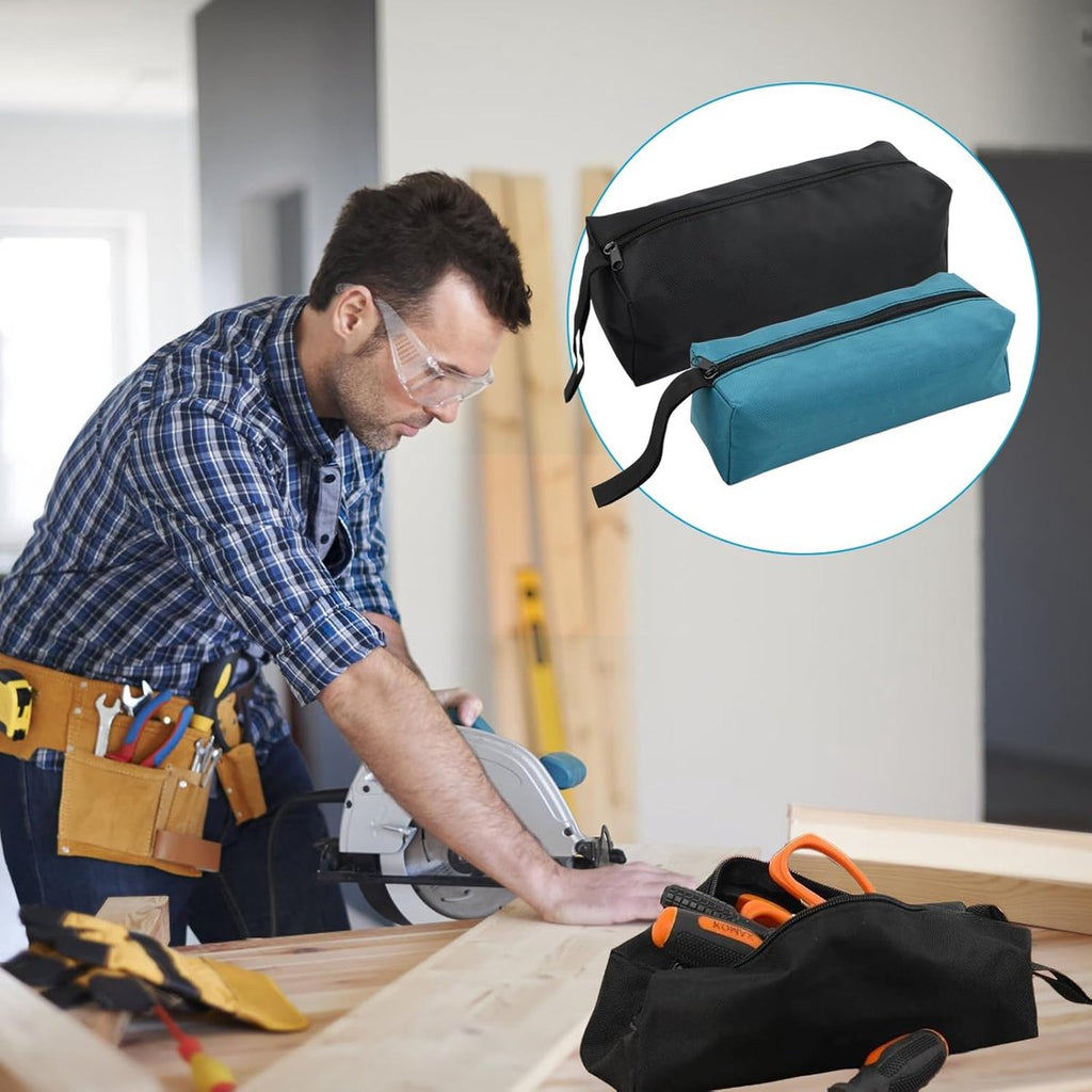 2 pieces - 30*10*10cm and 25*8*8.5 cm - Tool bag - small tool bags - waterproof tool bags - sturdy small tool bag - for carpenter, tools and power tools - black and blue