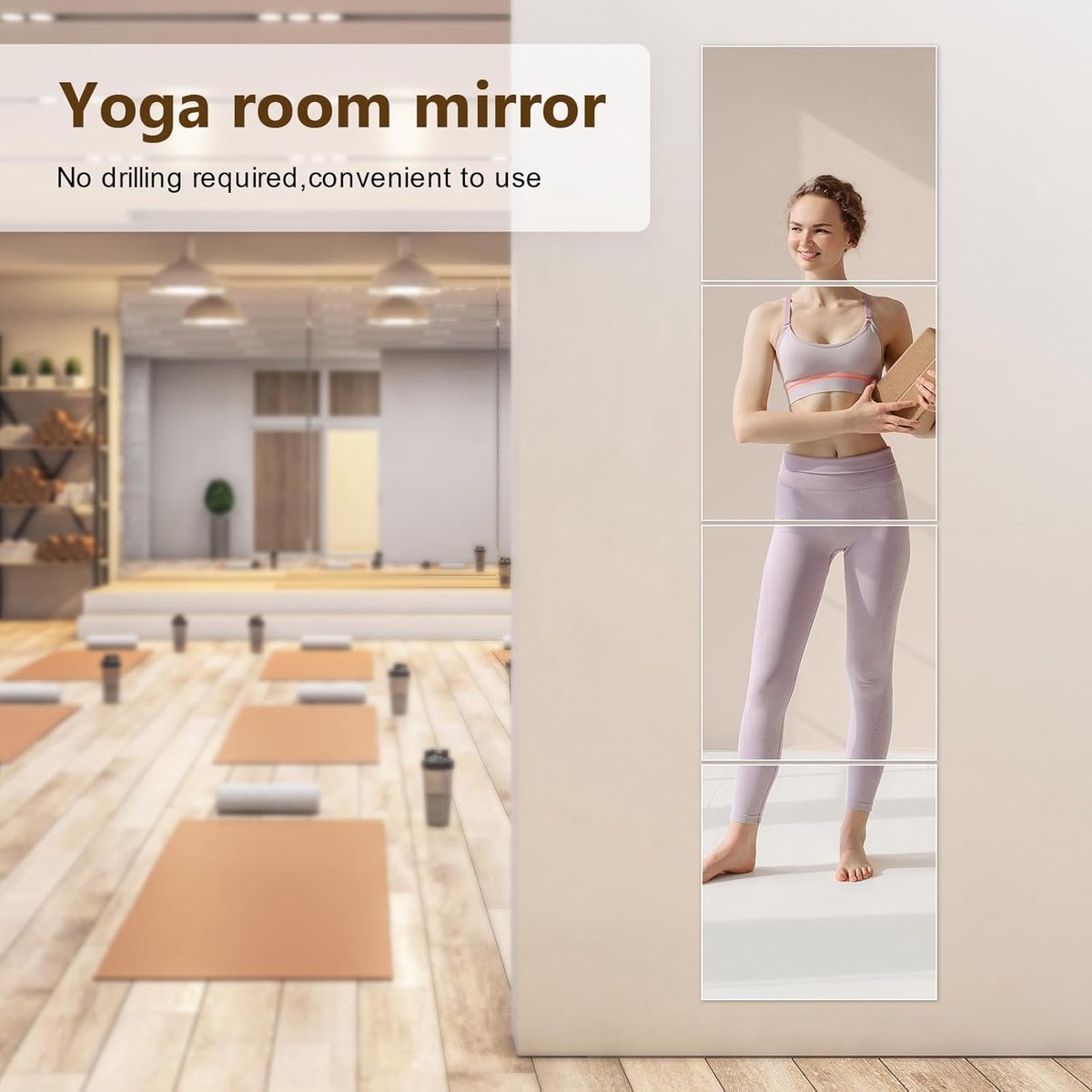 4 Pack Full Length Wall Mirror - 12 x 12 Inch Acrylic Mirror Tiles - Wall Stickers - Adhesive Mirrors - Door Mirror - Mirror Sticker - Wall Mirror - for Bedroom Home Gym Door - Home Accessories